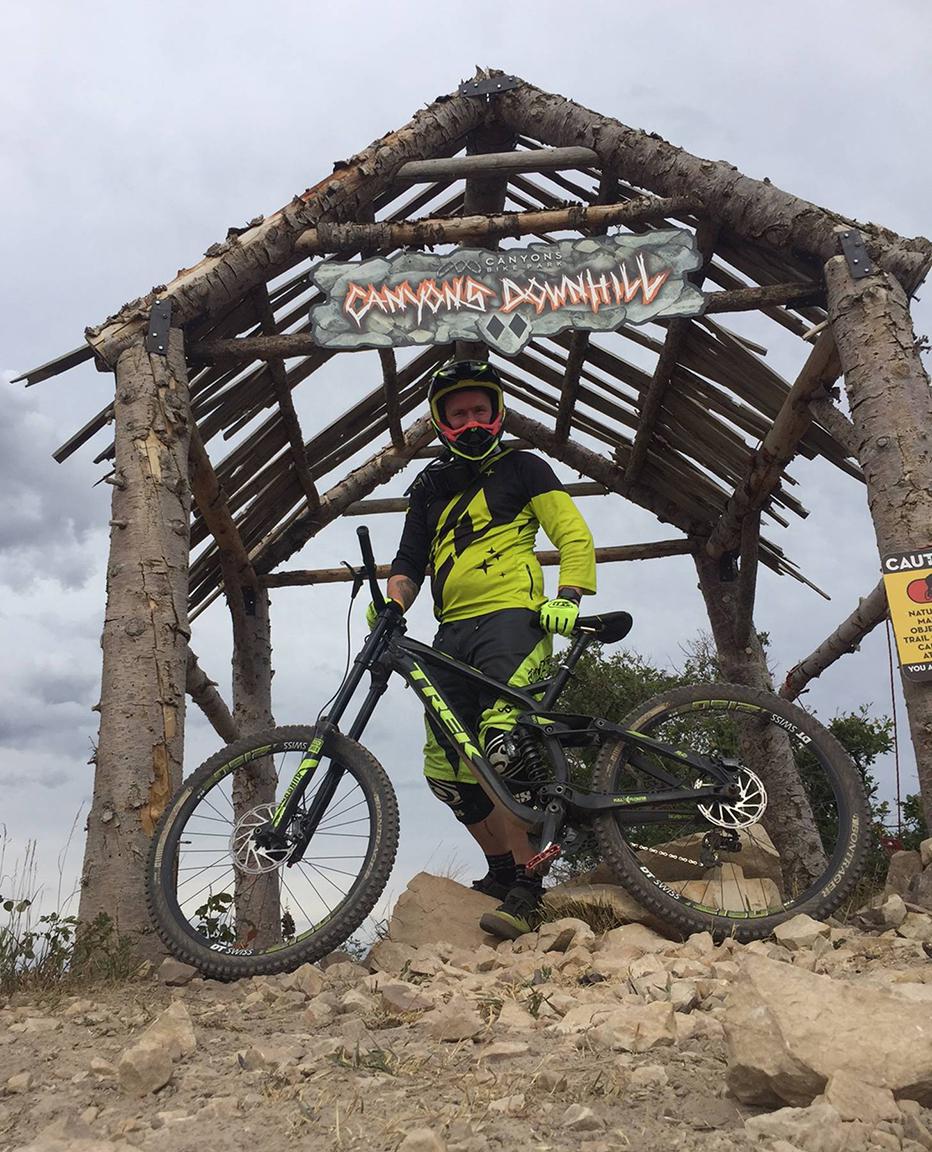 Craig with his bike at Canyon's Downhill. Craig with his bike at Canyon's Downhill.